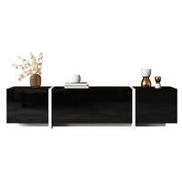 TV-STÄNDER 170/30/39 cm schwarz/weiß Hochglanz mit LED-Beleuchtung und geräumigem Stauraum - Schwarz, Holzwerkstoff (170/39/30cm) - OKWISH