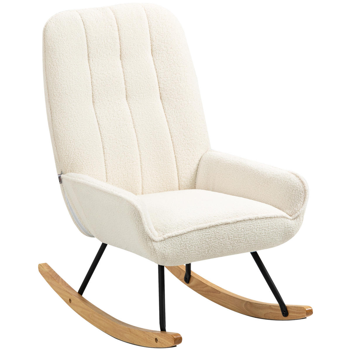 SCHAUKELSTUHL DE-07565 mit Sherpa-Vlies und Streifenmuster Natur/Creme - Creme, Metall (95/97/63cm) - ComfortXL