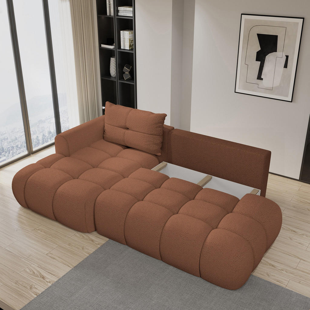 Thumbnail - Masseno Ecksofa, Kupfer, Holz, 4-Sitzer, L-Form,L-Form, 279x158 cm, Wohnzimmer, Sofas & Couches, Wohnlandschaften, Eckso...