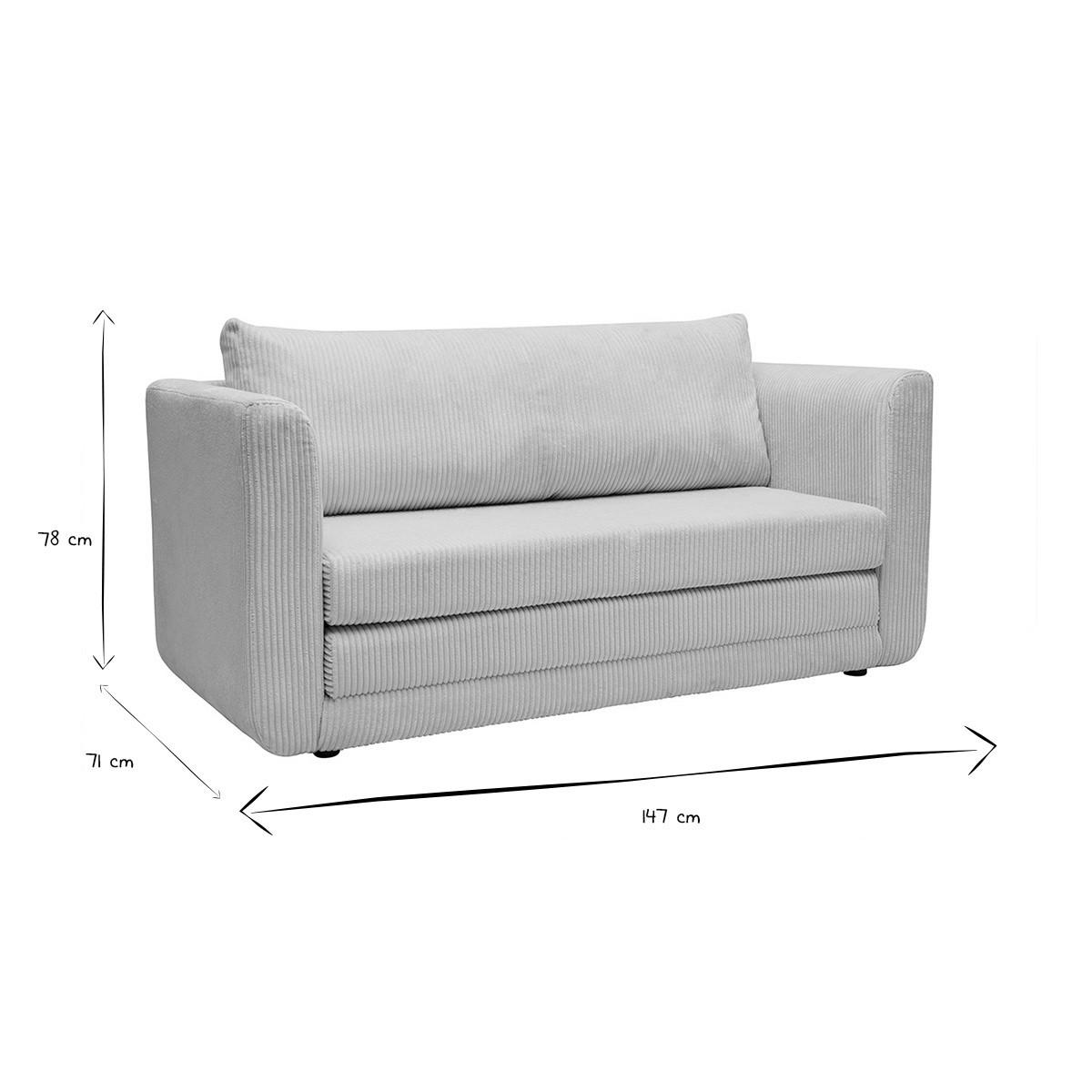 SCHLAFSOFA 2-Sitzer Beige Cordstoff LEON - Beige, Textil (71/78/147cm) - Miliboo