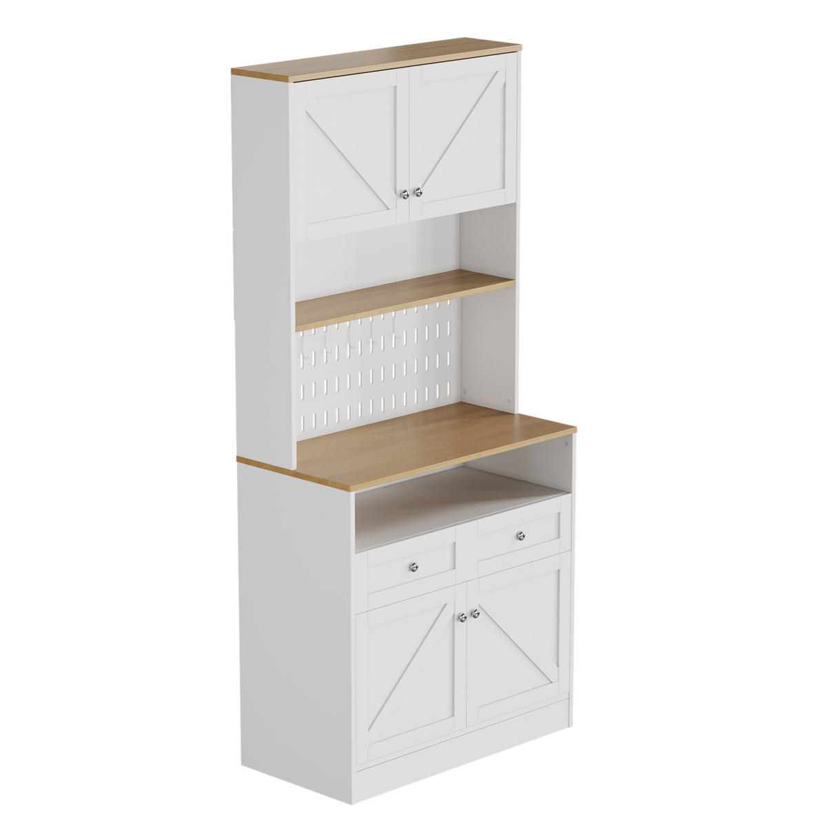HIGHBOARD 80/40/175 cm mit 4 Türen, 2 Schubladen & offenem Mittelbereich - Weiß, Holzwerkstoff (80/175/40cm) - BEAOK