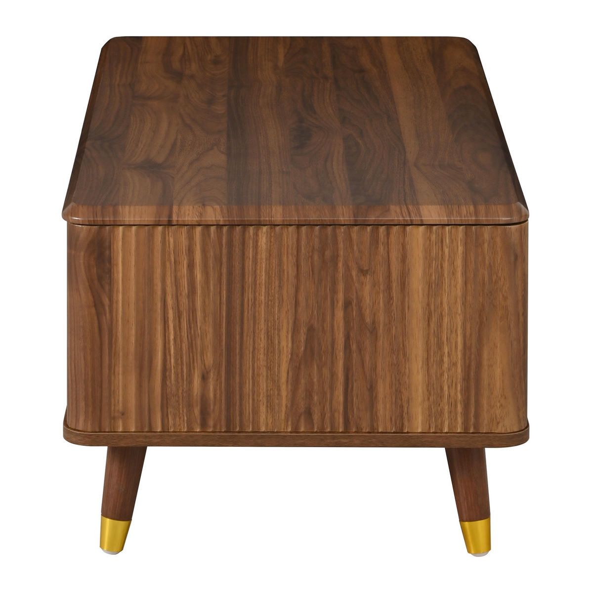 COUCHTISCH 97/52/56,5 cm mit höhenverstellbarer Tischplatte, Stauraum und Wellenstruktur, Nussbaum - Walnussfarben, Holzwerkstoff (97/52/56.5cm) - Redom