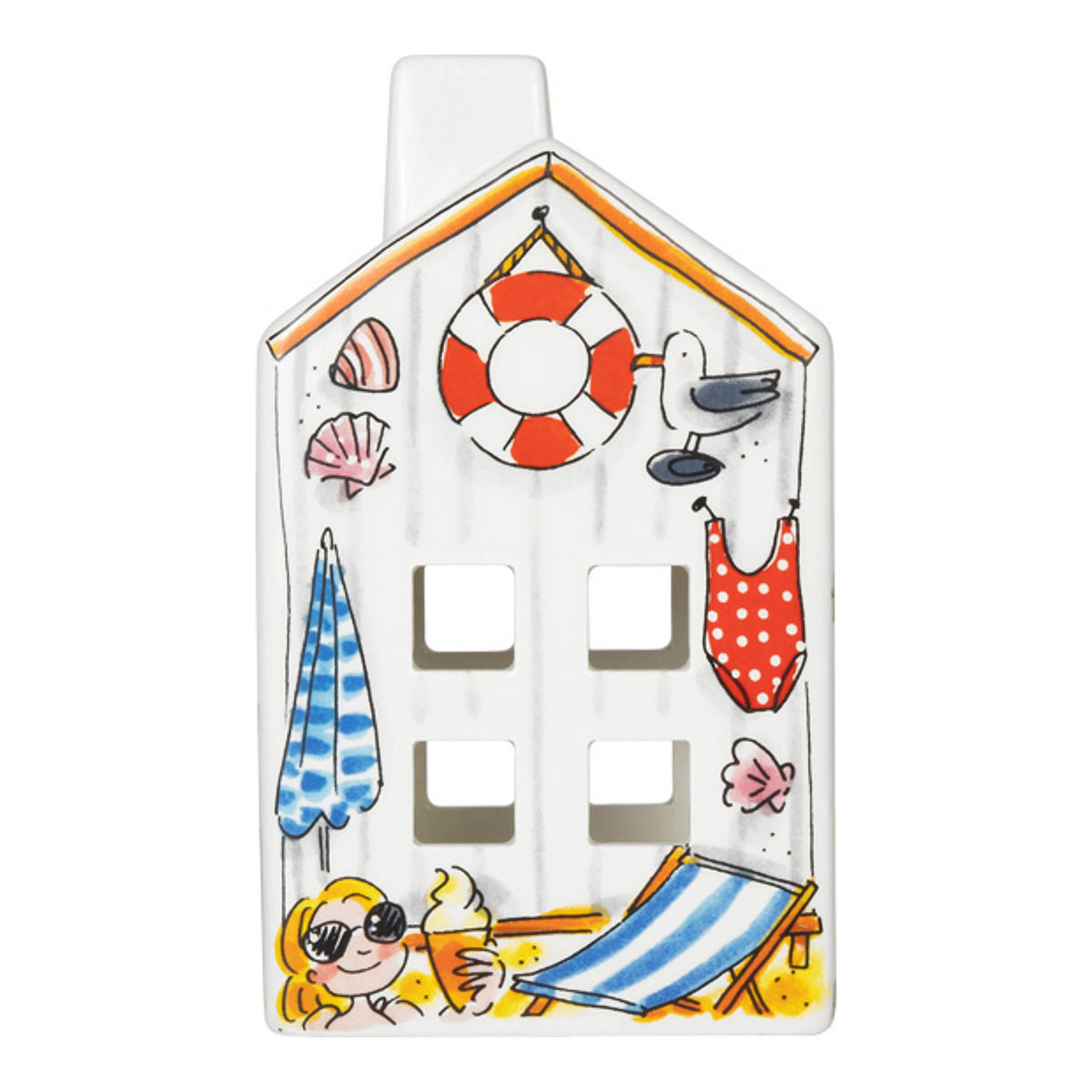 LICHTHAUS Strandhaus in Bunt - 14,50cm - Multicolor, Keramik (8.5/14.5/8.3cm) - Blond Amsterdam