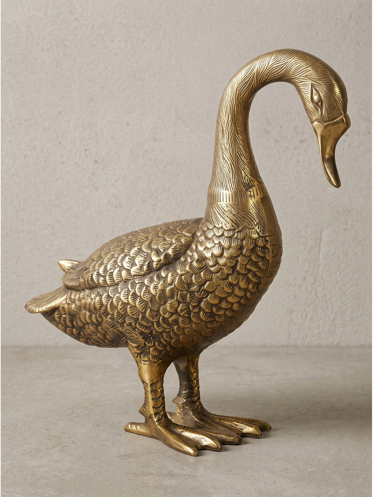 GÄNSEFIGUR DENDER, Aluminium, handgefertigt, Gold, 46 x 19 x 42 cm - Goldfarben, Metall (46/42/19cm) - KADIMA DESIGN