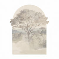 WANDDEKO Aquarell 98x38,5cm Bogen Landschaft，rahmenlos - Weiß, Papier (98/1cm) - Authentics