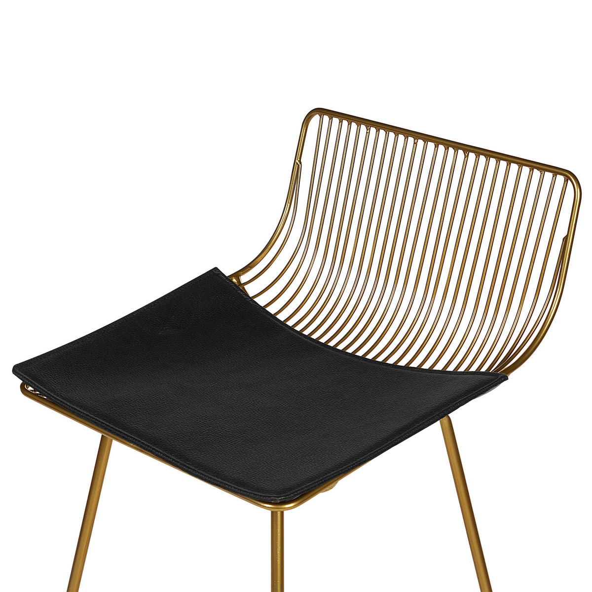 BARSTUHL 2er-Set Metall/Kunstleder gold Fredonia - Goldfarben/Schwarz, Metall (50/97/49cm) - Beliani
