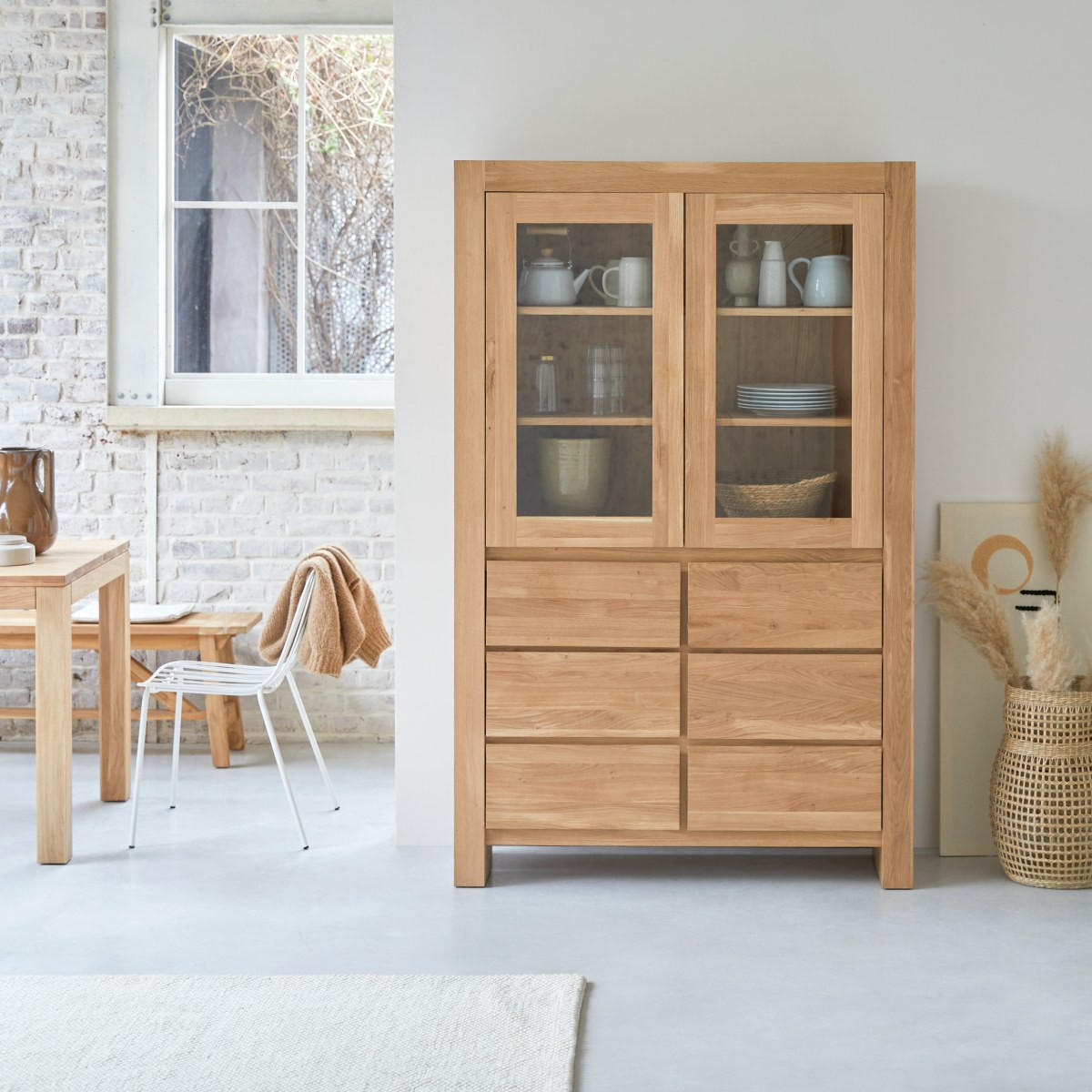 GESCHIRRSCHRANK Eden Natur aus Eiche - Naturfarben, Holz (120/190/40cm) - Tikamoon