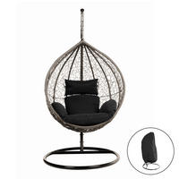HÄNGESESSEL CIELO - Farbe: Schwarz, Ausstattung: Mit Regenabdeckung - Schwarz, Kunststoff (104/200/104cm) - Home Deluxe