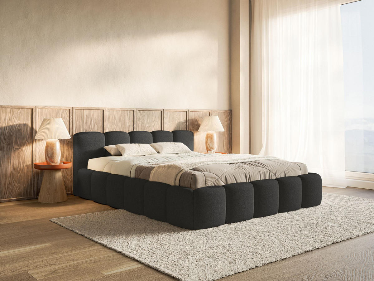 POLSTERBETT Cloudy Low Graphit Chenillebezug 140x200 - Graphitfarben, Textil (140/200cm) - Selsey