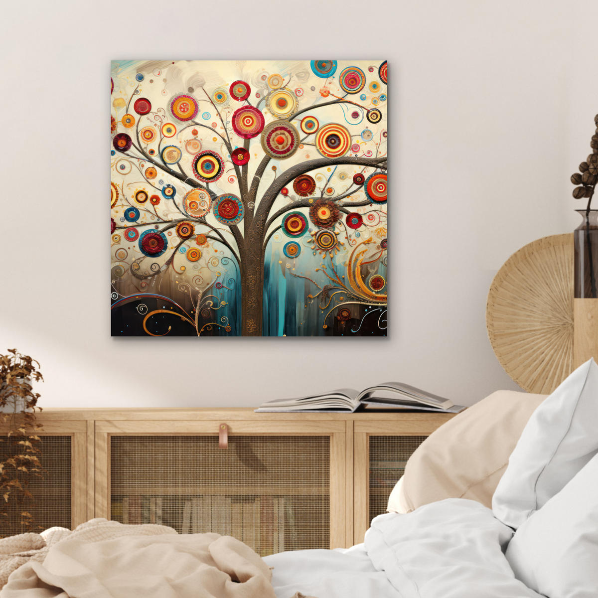 KOVOVÝ OBRAZ Strom - Strom života - Farba 50x50 cm - hnedá, kov (50/50cm) - MuchoWow