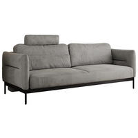 SOFA SALENTO Hellgrau Velvet - Hellgrau/Schwarz, Textil/Metall (221/82/101cm) - MKS