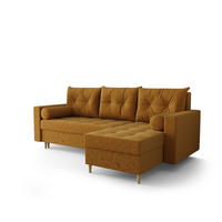 ECKSOFA SKANDI Itaka 33 Rechts mit Schlaffunktion - Goldfarben, Textil (230/145cm) - Bedante