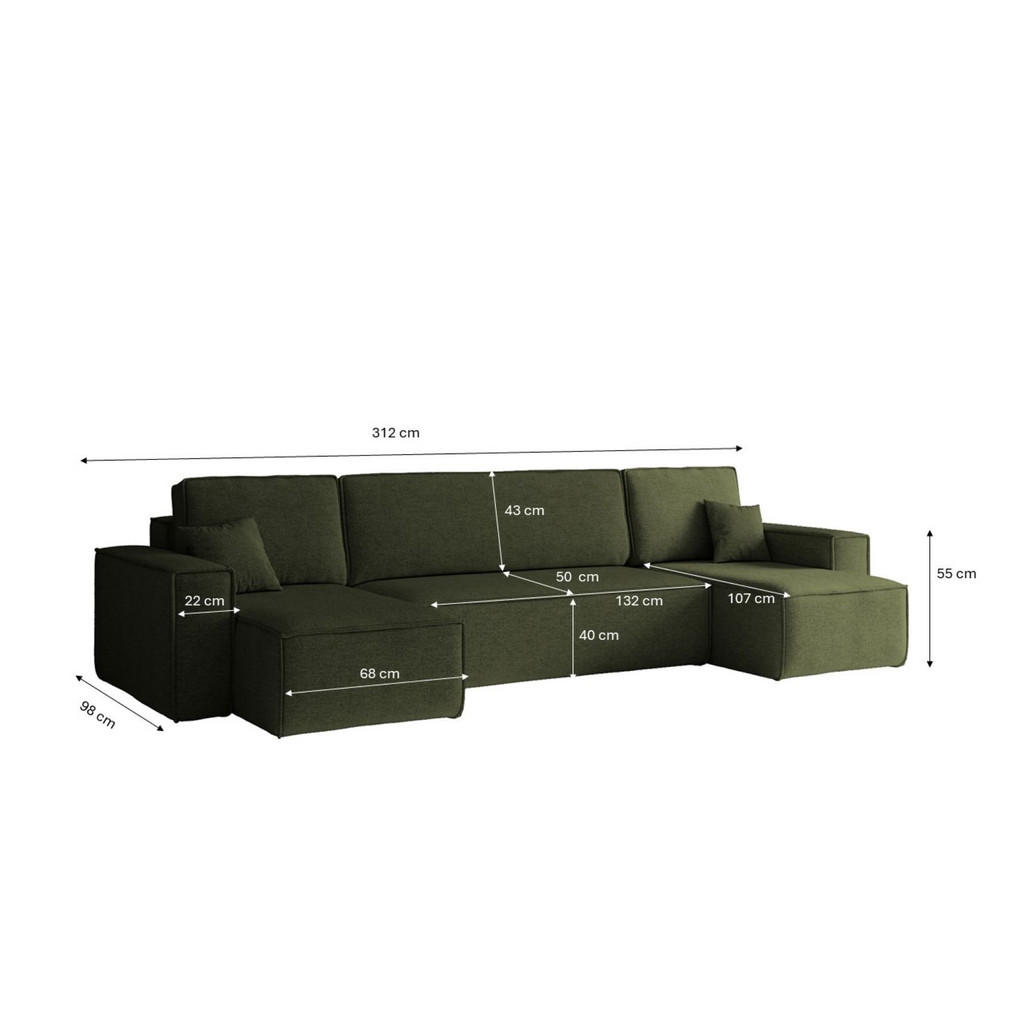Thumbnail - Kaiser Möbel Ecksofa, Olivgrün, Holz, U-Form,Freiform, 312x142 cm, Reach, Wohnzimmer, Sofas & Couches, Wohnlandschaften,...
