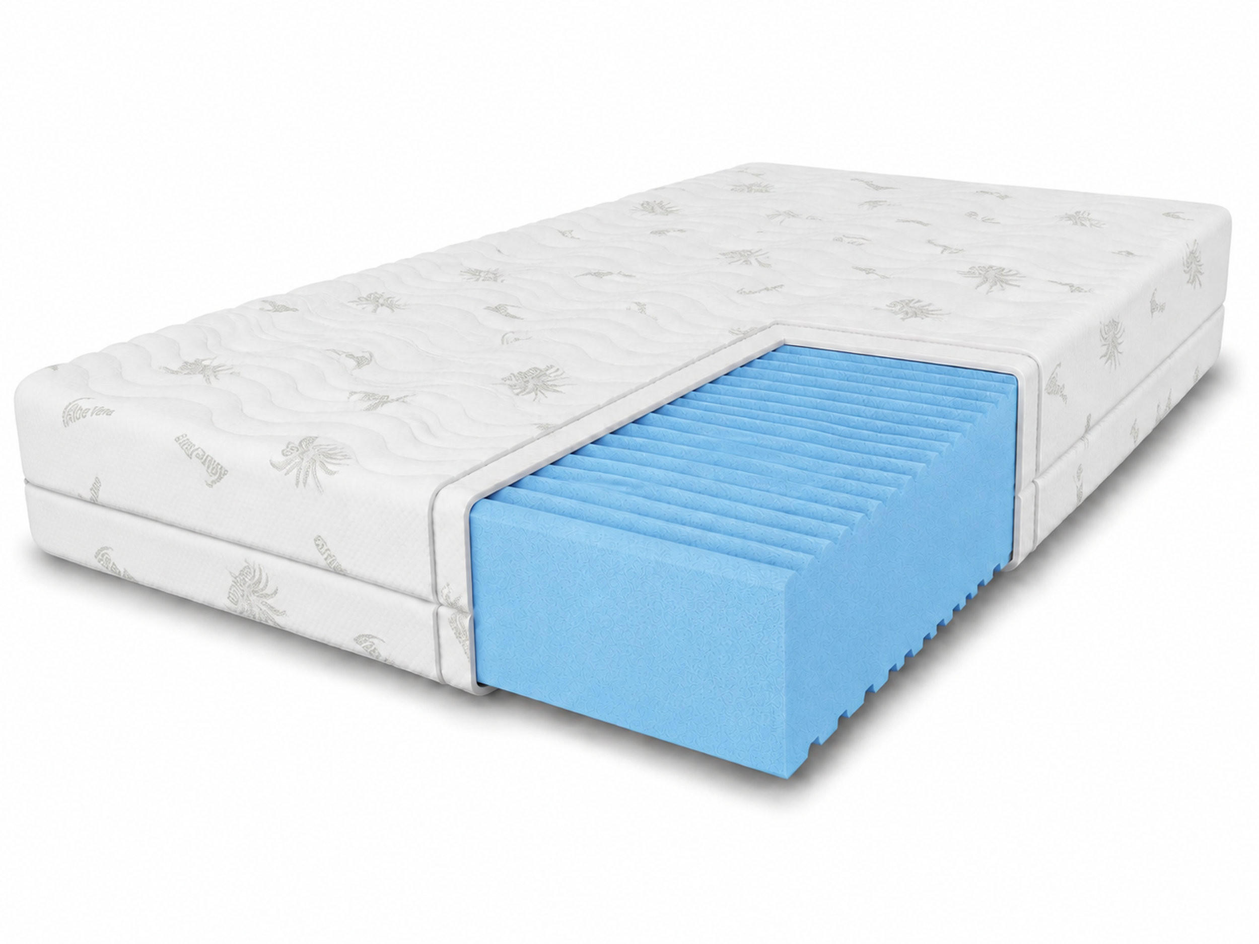 SCHAUMMATRATZE Natural mit Massageschicht, 160x200 cm, Höhe 10 cm, H3, Aloe Vera - Weiß, Textil (160/200cm) - Marpur
