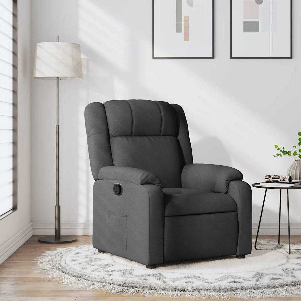 RELAXSESSEL Dunkelgrau Stoff - Grau, Textil (95/99/77cm) - vidaXL