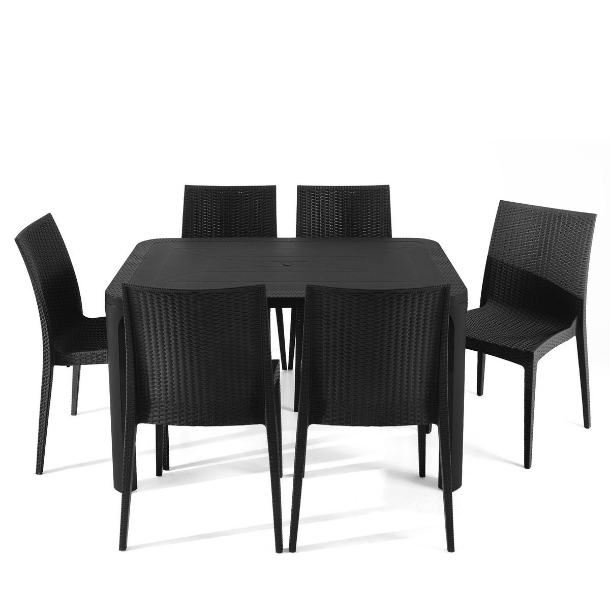 GARTENMÖBEL-SET LEOPSI, ETULI 7-tlg, Anthrazit - Anthrazit, Kunststoff - KONSIMO®