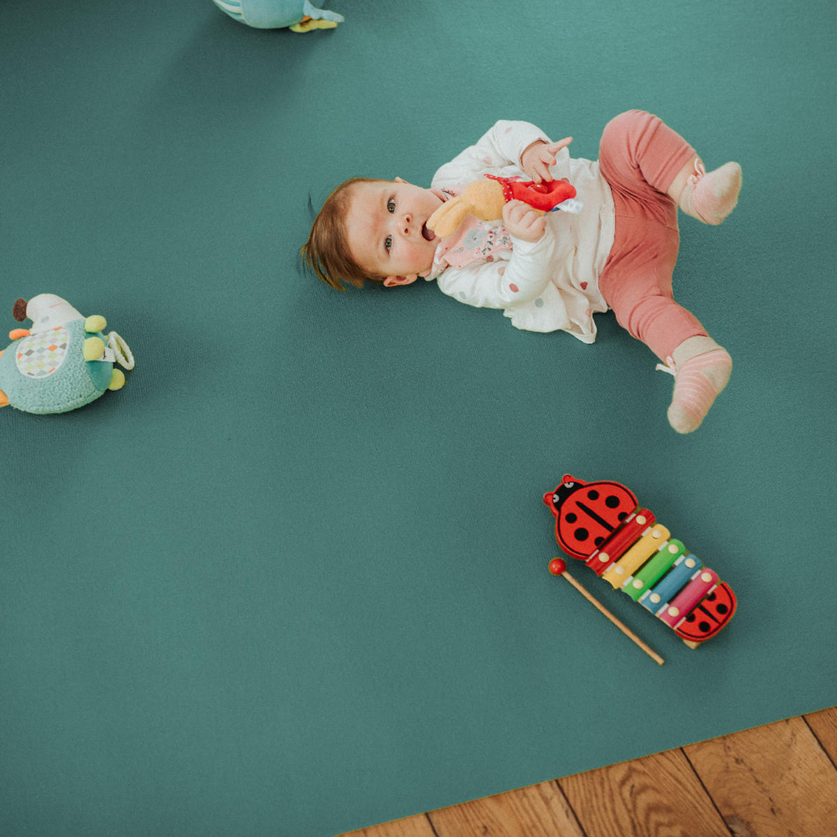 KRABBELMATTE Rund 160cm Petrol - Petrol, Textil (160/160cm) - Sanosoft
