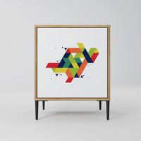 SIDEBOARD FUTURE SIGN, Eichefarben, 57,5x42x72,5 cm, Schwarze Metallfüße - Eichefarben/Multicolor, Holzwerkstoff/Metall (57.5/72.5/42cm) - SpaceRebels