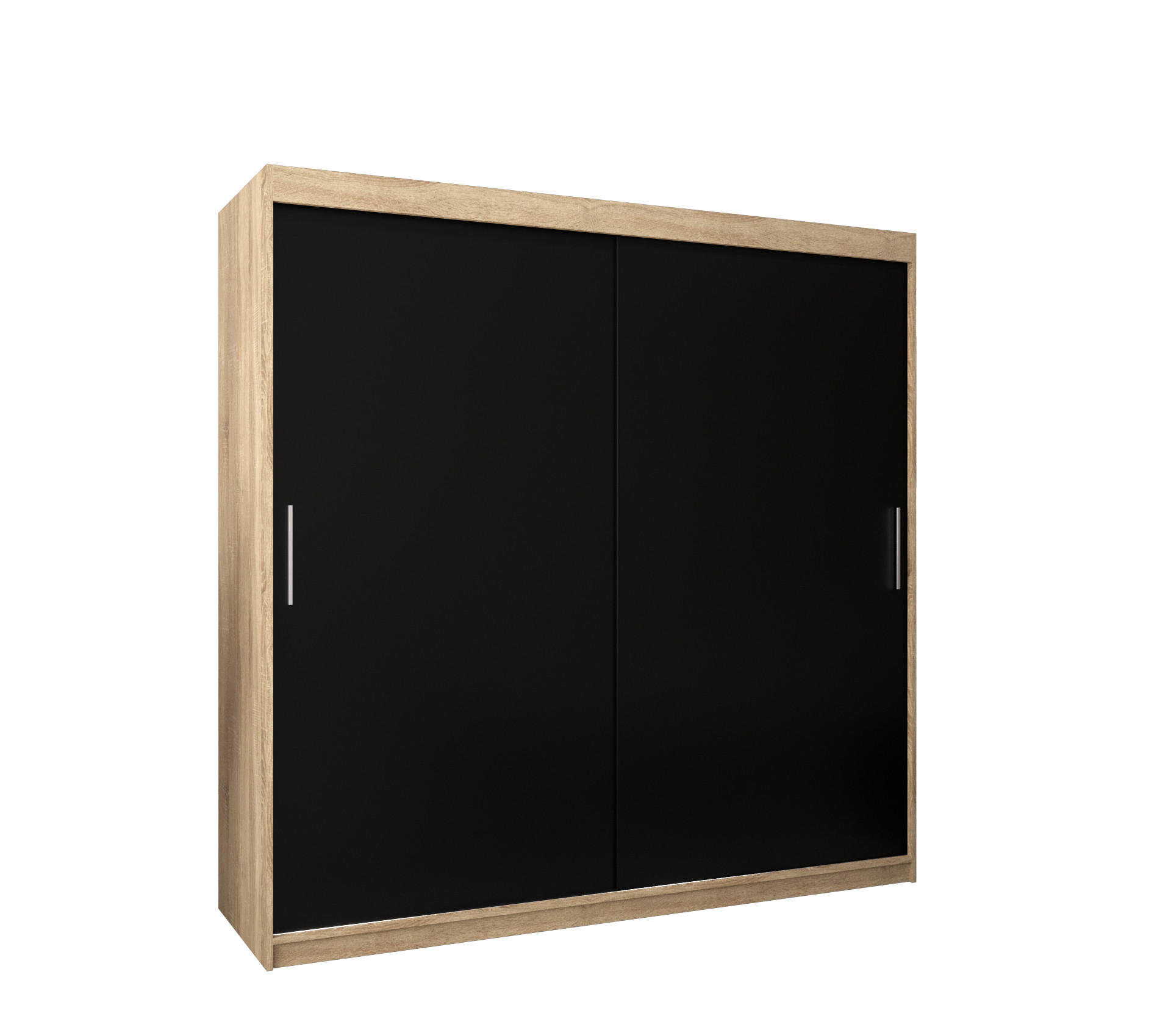 SCHWEBETÜRENSCHRANK 200/200/62 2-türig - Silberfarben/Schwarz, Holz/Kunststoff (200/200/62cm) - Abiks Möbel