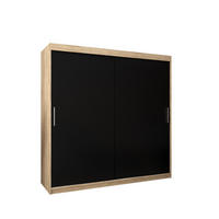 SCHWEBETÜRENSCHRANK 200/200/62 2-türig - Silberfarben/Schwarz, Holz/Kunststoff (200/200/62cm) - Abiks Möbel