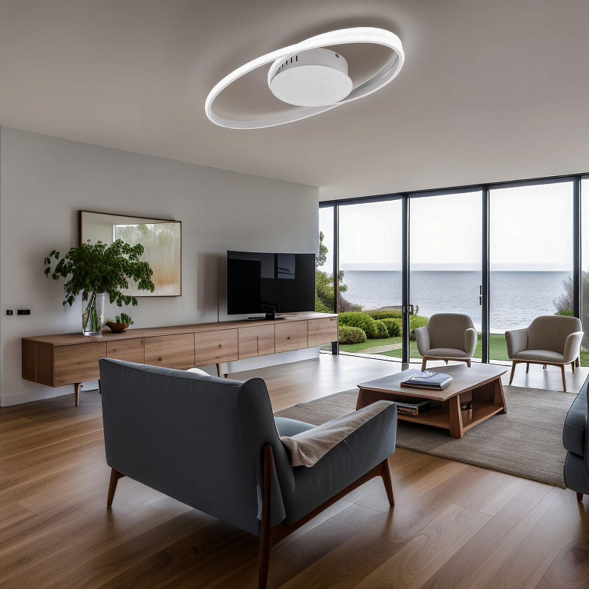 LED DECKENLEUCHTE Oval Weiß - Weiß, Metall (54/32/5cm)