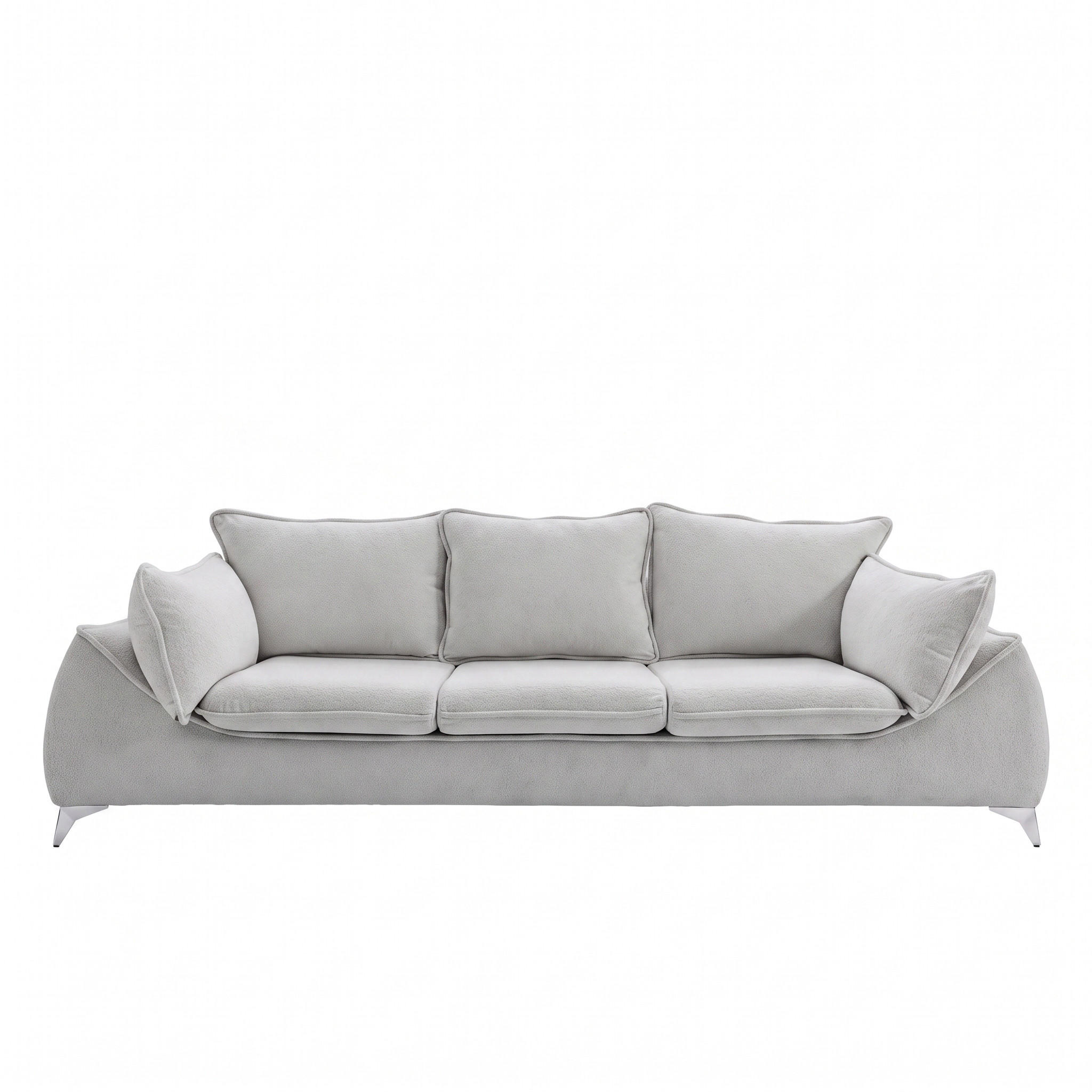 3-SITZER Sofa MELANI 252 cm Velours Hellgrau - Chromfarben/Hellgrau, Holz/Textil (252/90/88cm) - Muffo