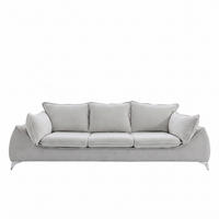3-SITZER Sofa MELANI 252 cm Velours Hellgrau - Chromfarben/Hellgrau, Holz/Textil (252/90/88cm) - Muffo