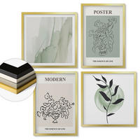 WANDBILDER 4er Set - 50x50 cm & 40x60 cm Goldrahmen - Blumen in einer modernen Vase - Goldfarben, Kunststoff (50/50cm) - ArtPrintCave
