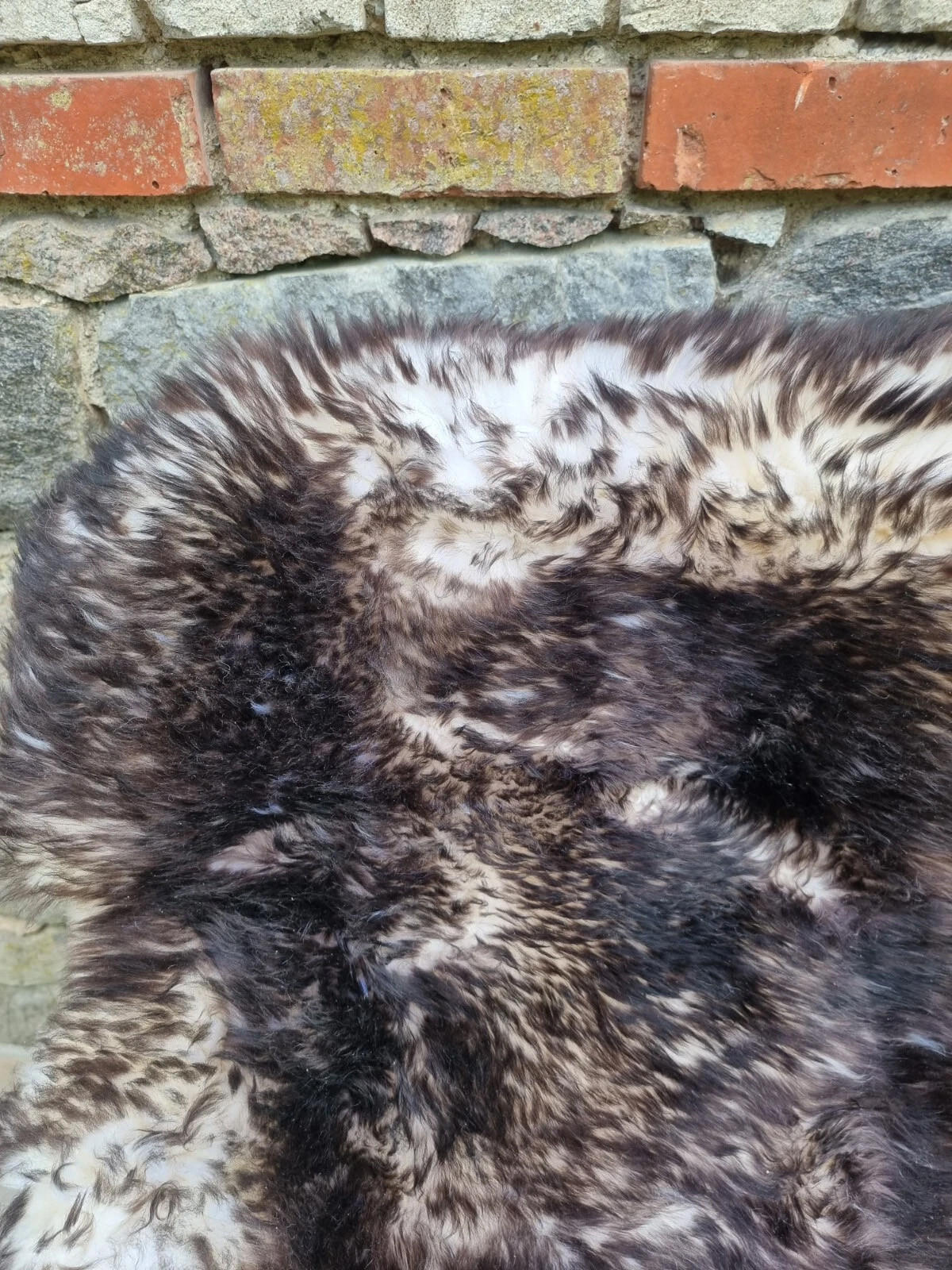 SCHAFFELL Premium Lammfell Natur ungeschoren weiche Wolle Schwarz geflammt ca. 105 cm - Schwarz Hochglanz, Fell (55/105cm) - Provellus