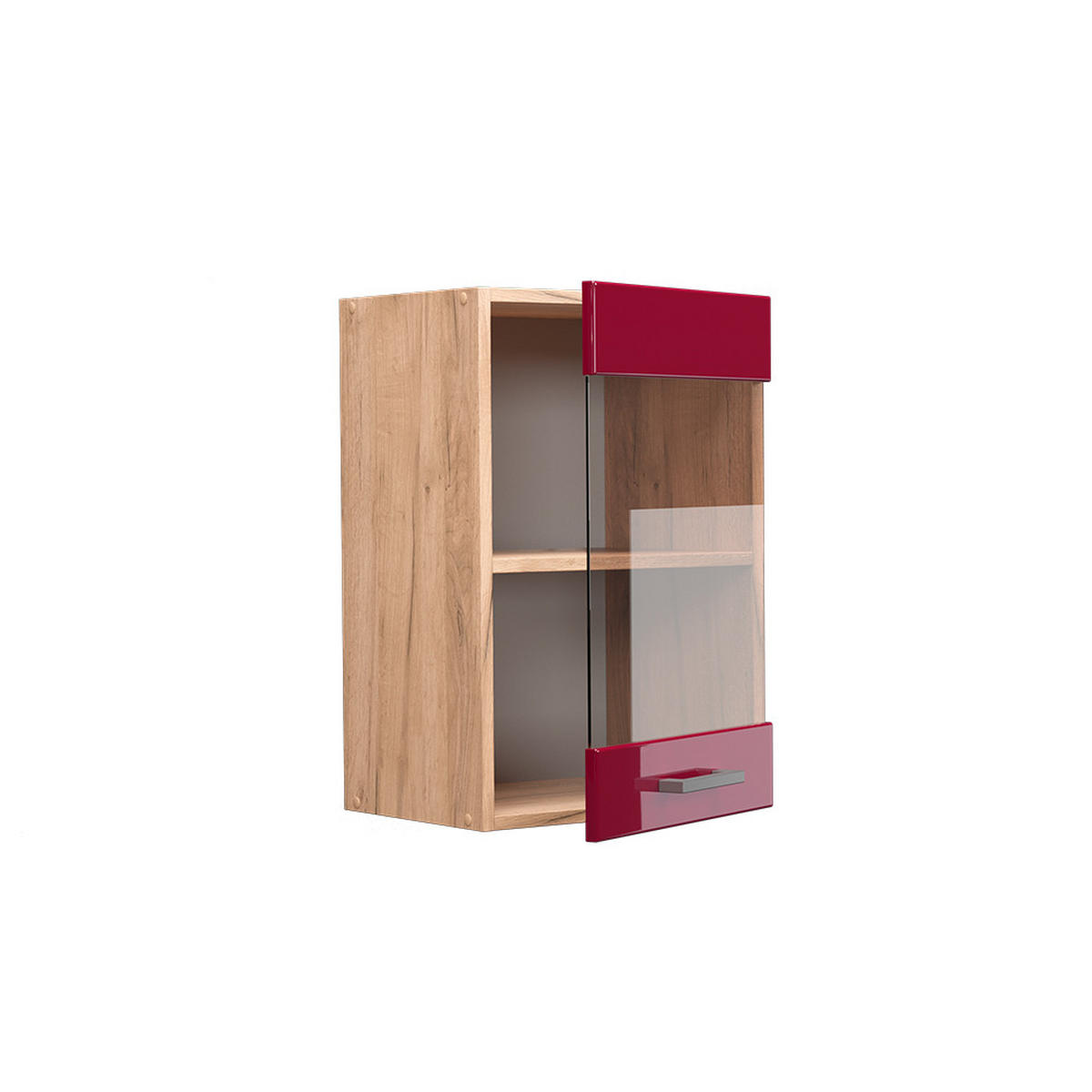 KÜCHENGLASSCHRANK R-Line Rot Hochglanz 40 cm - Honigeiche/Bordeaux, Holzwerkstoff (40/60/31cm) - Vicco