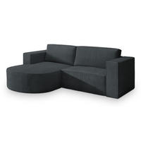 ECKSOFA SORELA P L-S Graphitfarben Kordstoff mit Schlaffunktion - Graphitfarben, Holz (263/174cm) - MASSENO