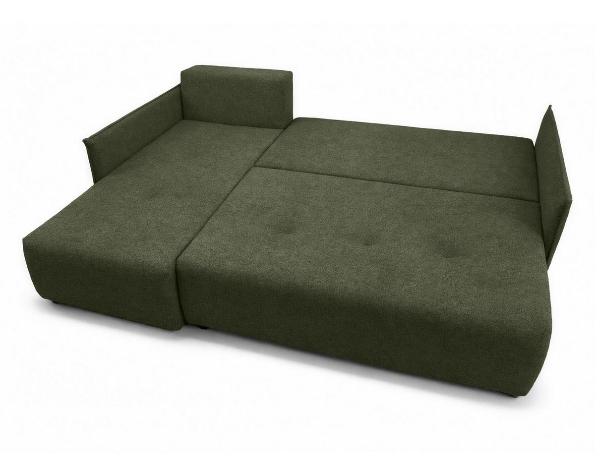 ECKSOFA L Form Damascus Grün 212/143/88 cm Links mit Schlaffunktion - Schwarz/Grün, Kunststoff/Textil (143/212cm) - AX Living