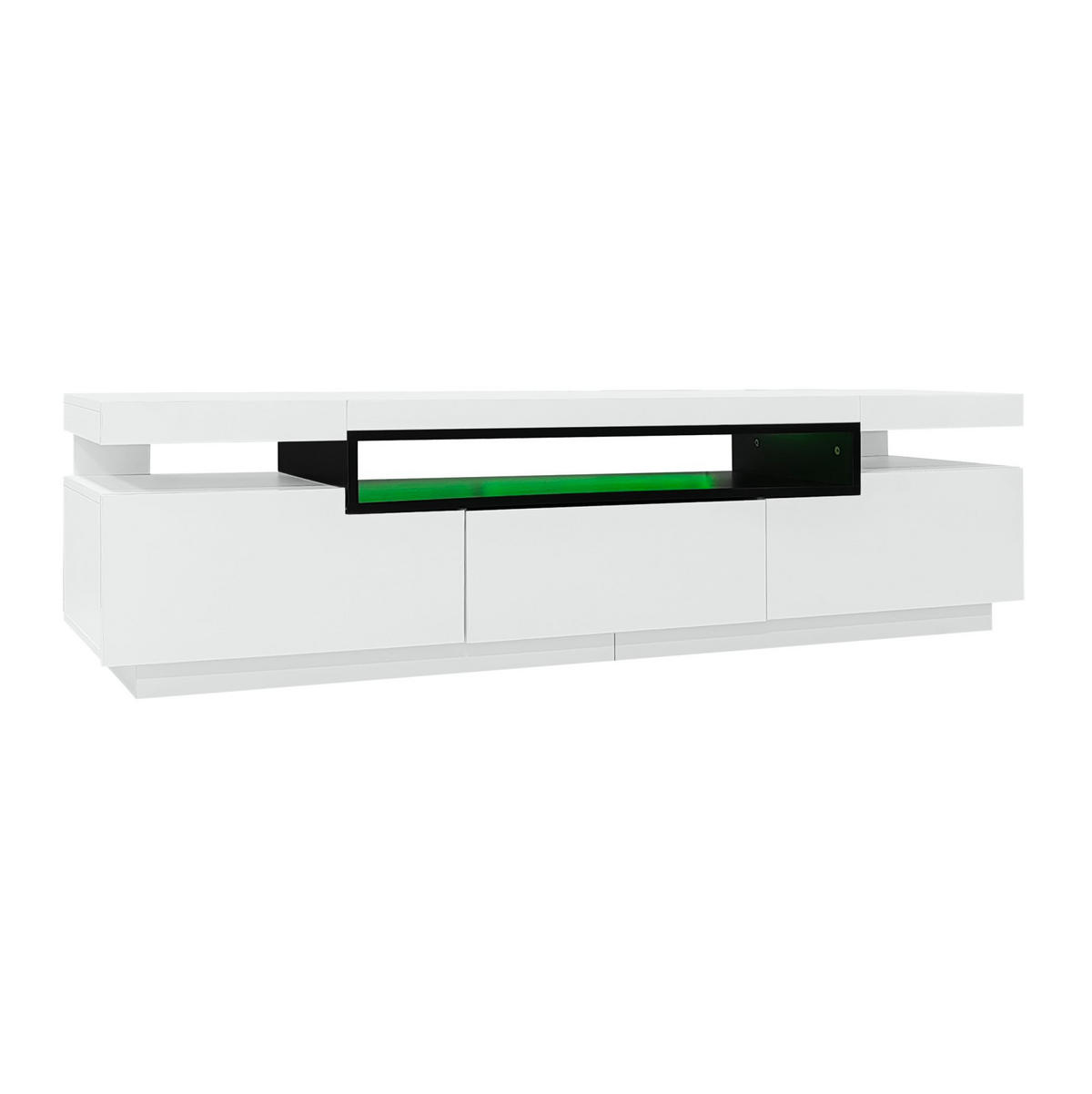 LOWBOARD 160/39/42 cm aus Holzwerkstoff mit LED-Beleuchtung und 3 Schubladen Weiß - Weiß, Holzwerkstoff (160/42/39cm) - Modenvie