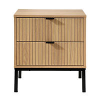 NACHTTISCH 2 Schubladen Effekt Holz mit Rillen - H51cm - Apfelbaumfarben, Holzwerkstoff (29/51/45cm) - Calicosy