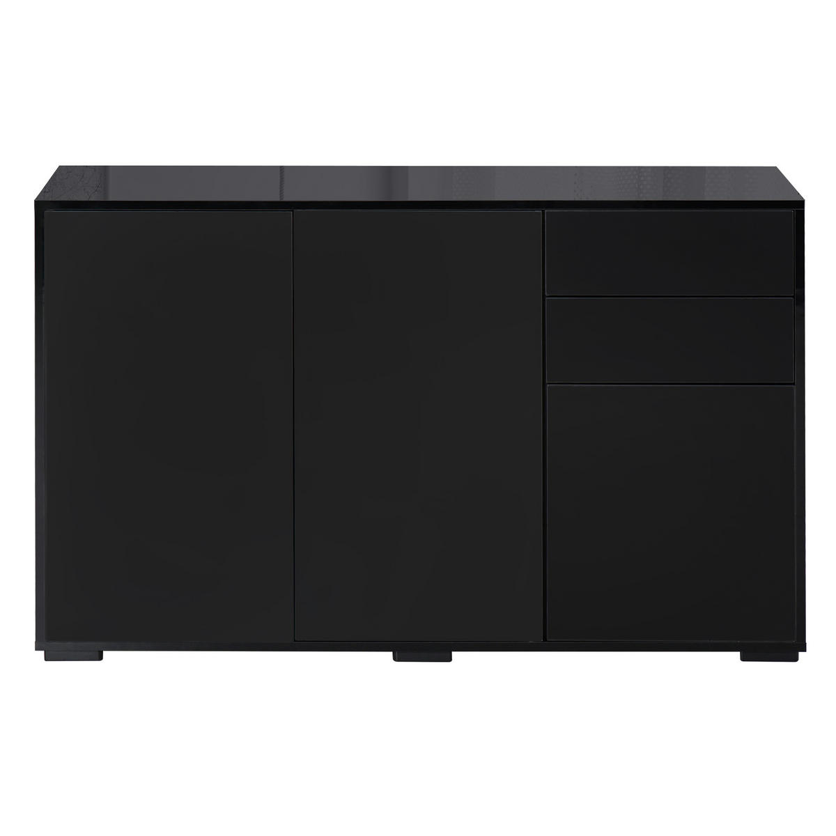 SIDEBOARD Schwarz, 3 Türen, 2 Schubladen, 117/36/74 cm - Schwarz, Holz (117/74/36cm) - PANGIVO