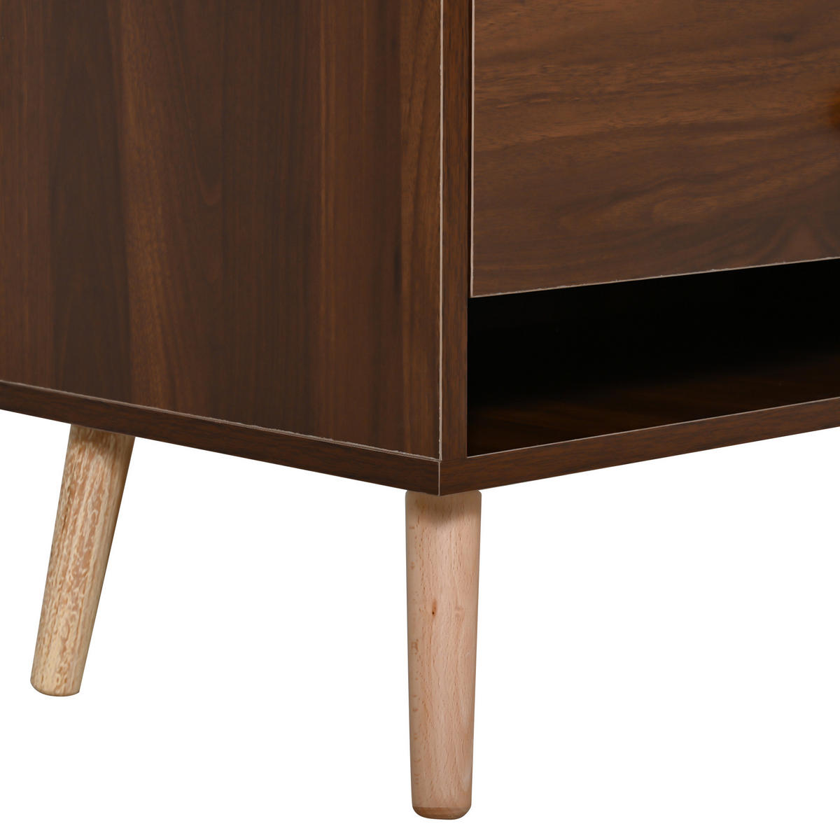 SCHUHSCHRANK in Schuhkommode mit Sitzpolster, Schubladen, offenen Fächern und Schranktür für Flur , B95.5/T35/H80.5cm - Nussbaumfarben, Holzwerkstoff/Metall (95.5/80.5/35cm) - STILVORA