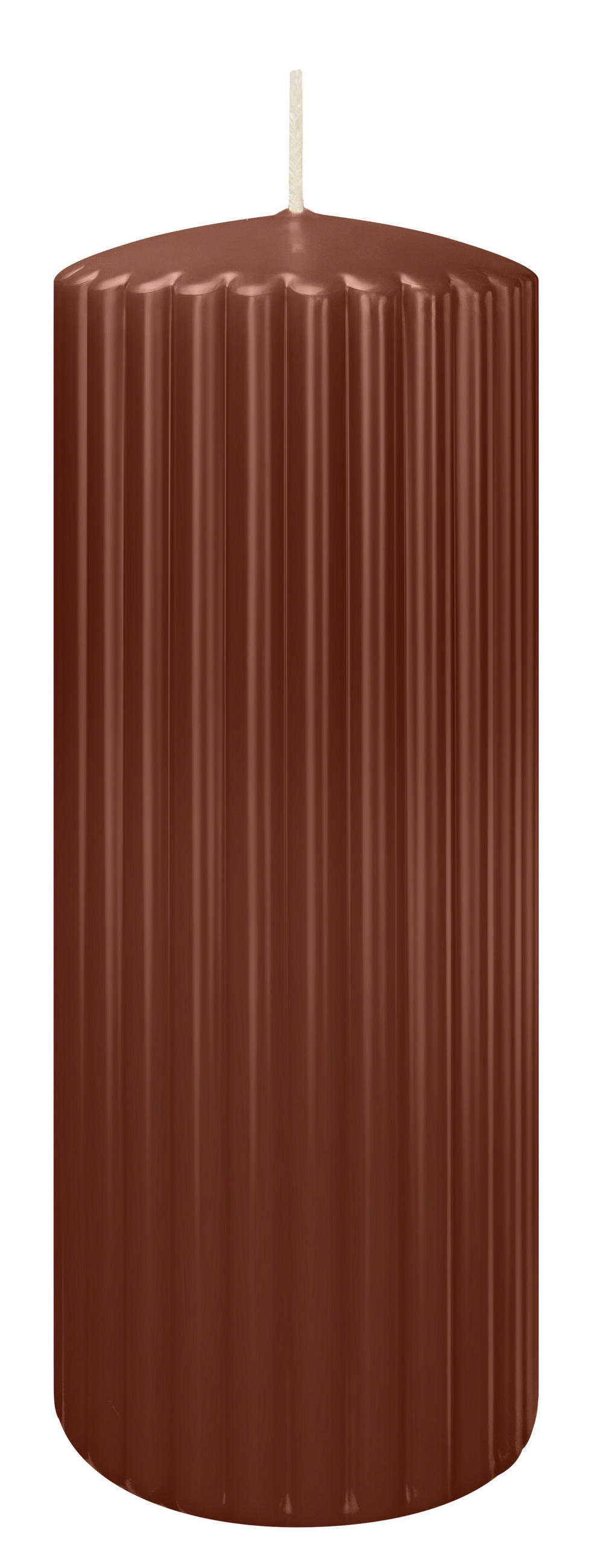 RILLEN KERZEN Kastanie 200 x Ø 80 mm, 4 Stück - Braun, Paraffin (8/20/20cm) - Wiedemann Kerzen