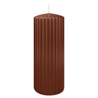 RILLEN KERZEN Kastanie 200 x Ø 80 mm, 4 Stück - Braun, Paraffin (8/20/20cm) - Wiedemann Kerzen