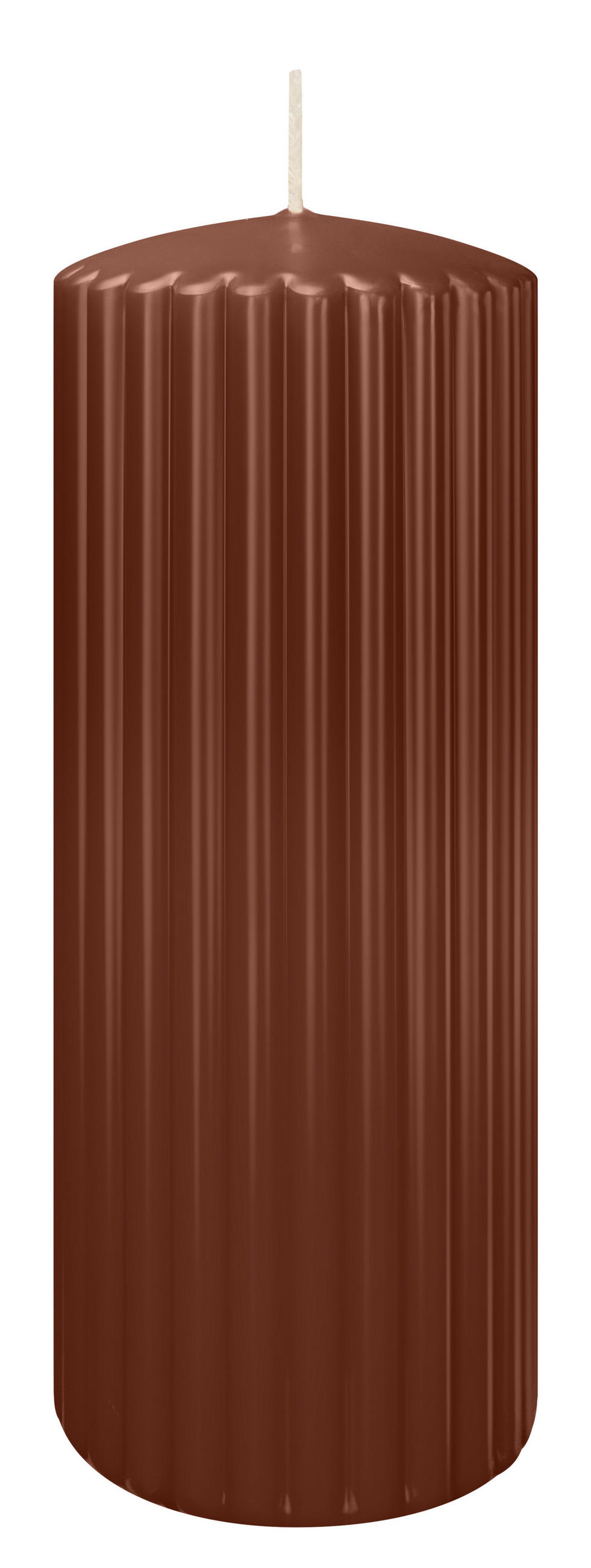 RILLEN KERZEN Kastanie 200 x Ø 80 mm, 4 Stück - Braun, Paraffin (8/20/20cm) - Wiedemann Kerzen
