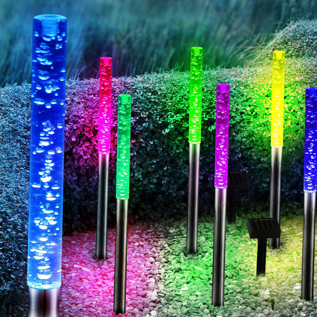 LED AUSSENLEUCHTE Solar Silber 4er Set - Silberfarben, Metall (2/2/48cm) - Globo Lighting