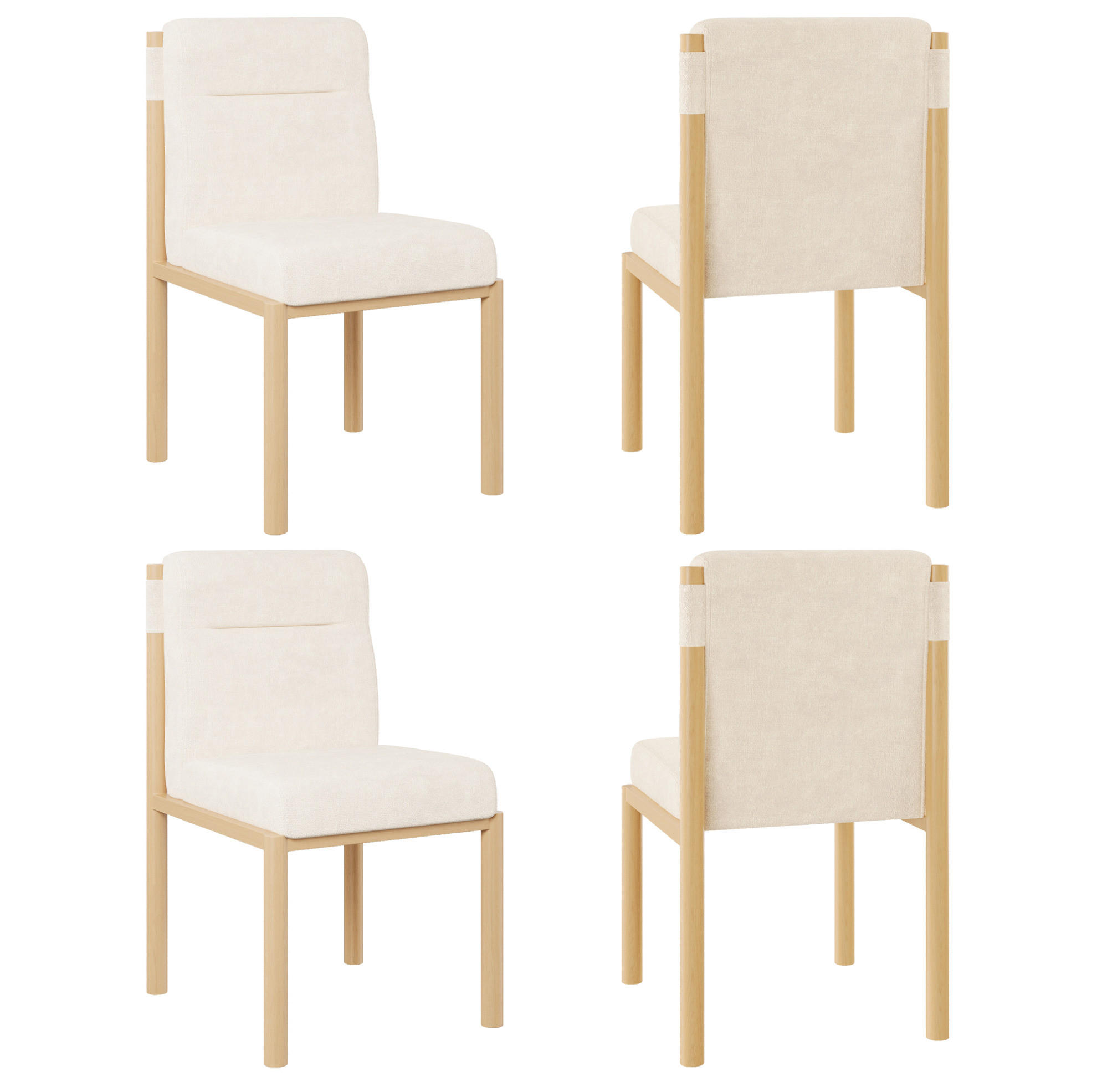 ESSZIMMERSTUHL 4er-Set gepolstert Sherpa Beige Eichenholz-Optik - Beige, Holz (52/80.5/46.1cm) - Meubliv