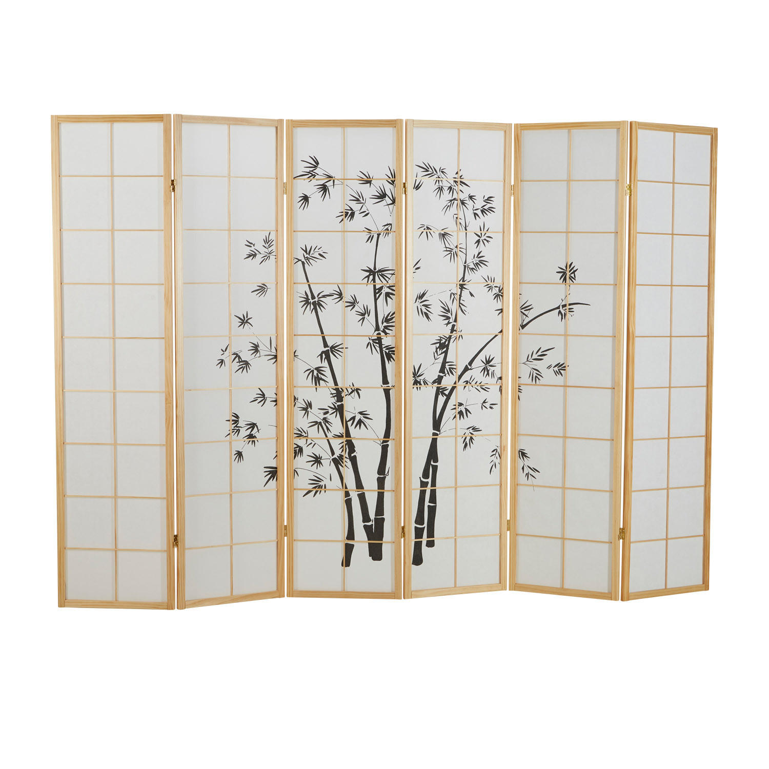 PARAVENT 6-tlg. 264/179 cm Braun Bambusmuster - Braun, Holz (264/179/2cm) - Homestyle4u