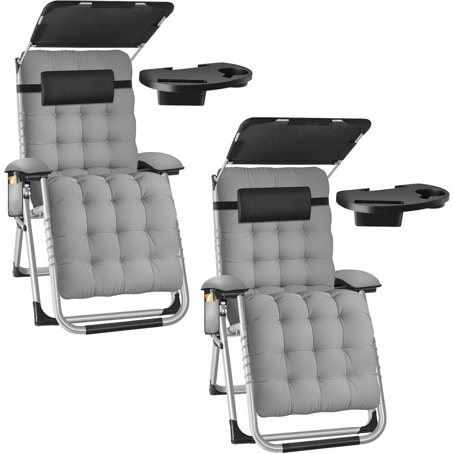 SONNENLIEGE Cloud Ii,mit Ablagetisch und Stautasche,hellgrau - Hellgrau, Kunststoff (84/103/168cm) - tectake