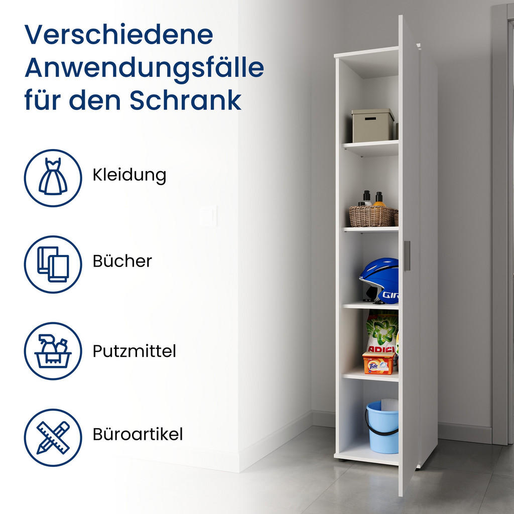 Thumbnail - Home Collective Mehrzweckschrank, Weiß, Holzwerkstoff, Echtholz, 4 Fächer, 40x184x35 cm, Waschküche, Mehrzweckschränke
