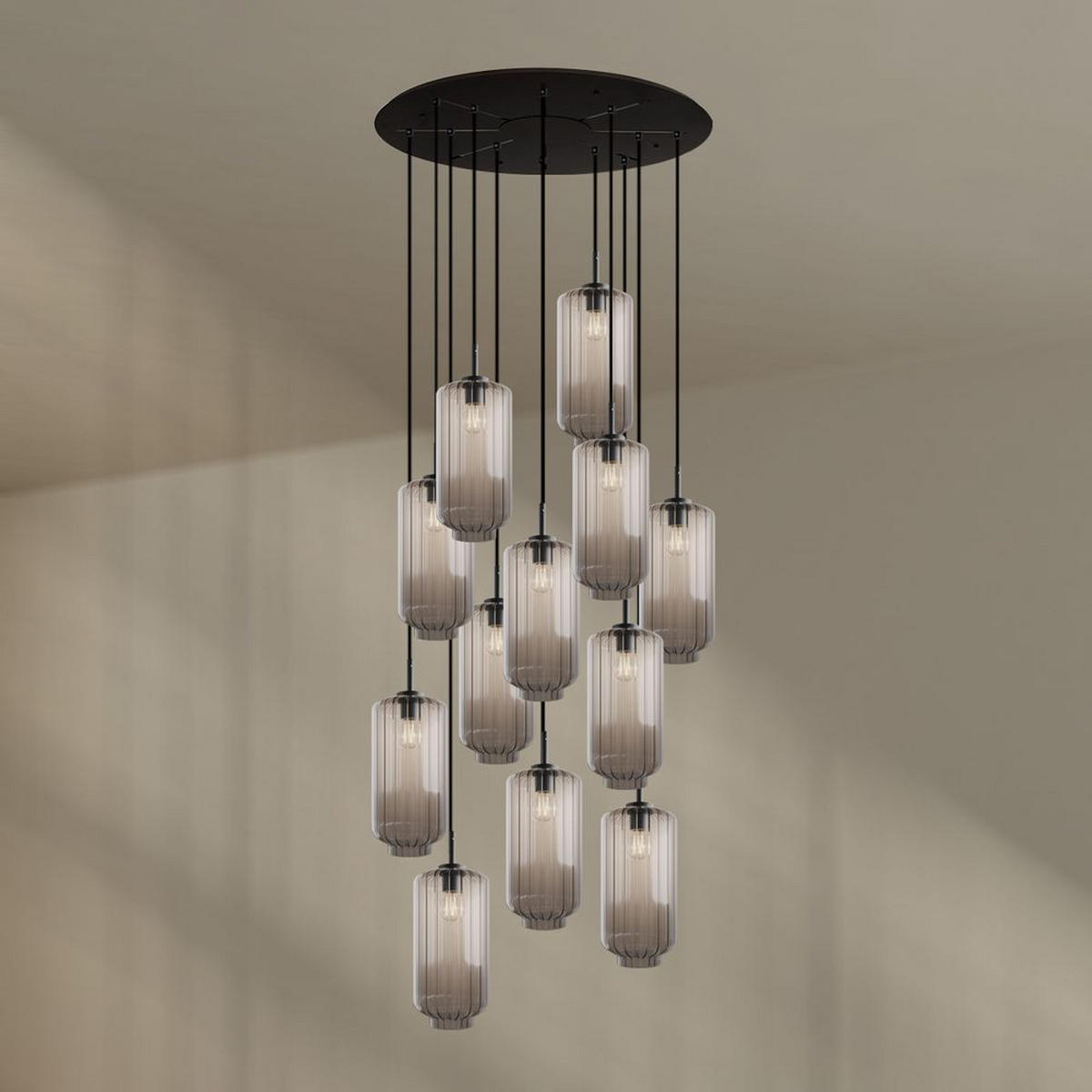 GALERIELEUCHTE Velo 12-flammig Klar Ø 18cm - Klar/Schwarz, Glas (18/18/33cm) - s.luce