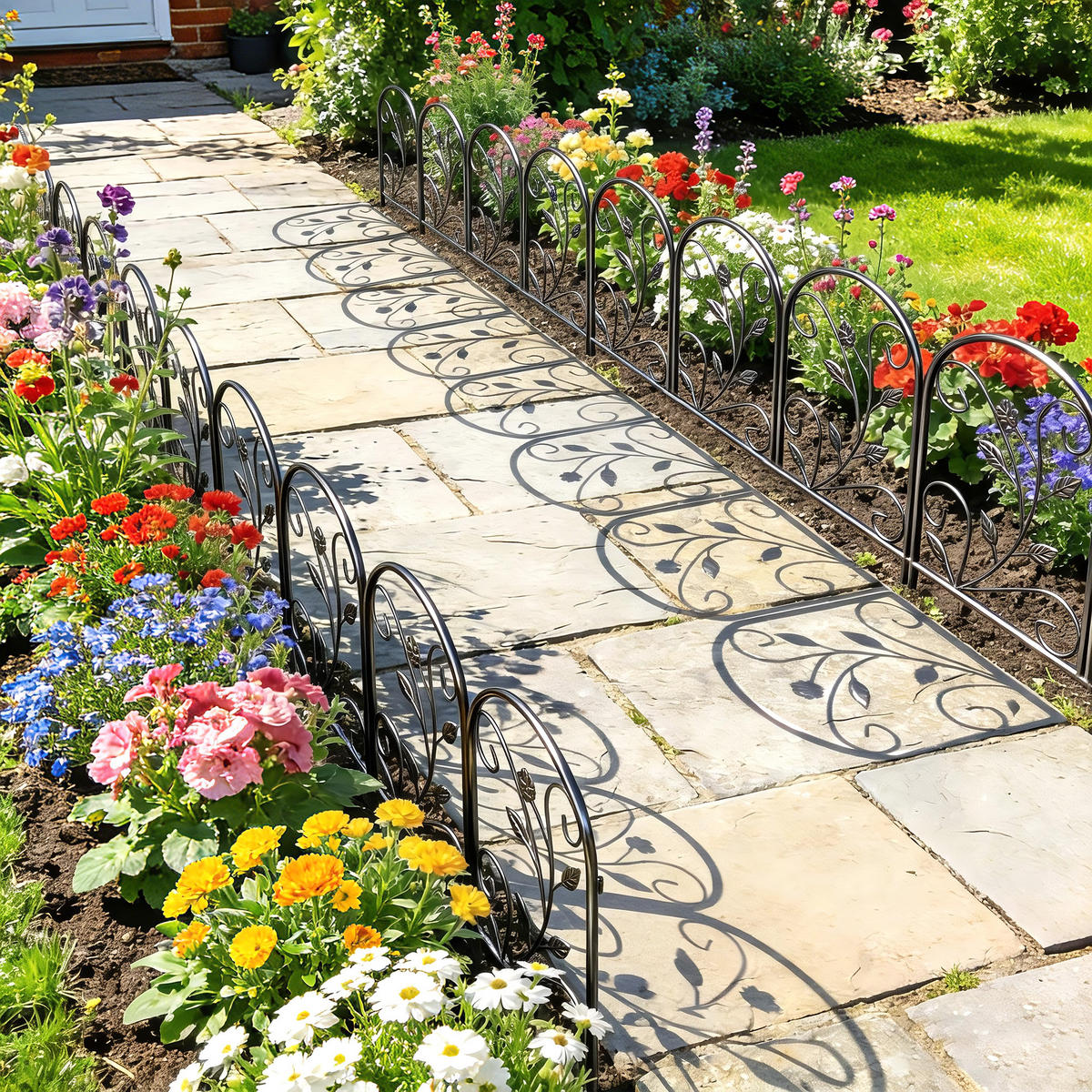 GARTENZAUN DE-18079 5-teilig mit Rankgitter Schwarz - Schwarz, Metall (1/60cm) - ComfortXL