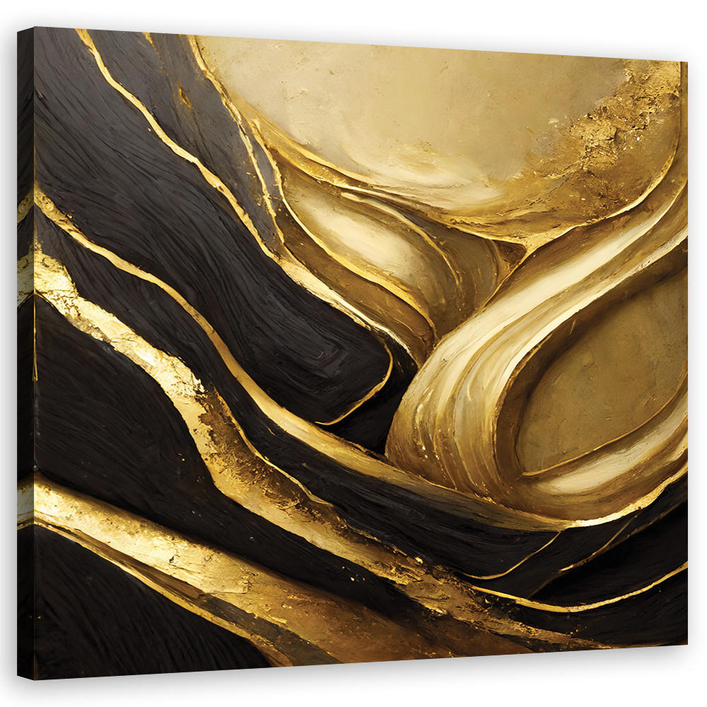 WANDBILD glamour gold abstrakt - Goldfarben, Textil (50/50cm) - Feeby