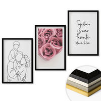 WANDBILDER 3er-Set - 40x60 cm Schwarzer Rahmen - Rosensträuße als Familienzeichnung - Schwarz, Kunststoff (40/60cm) - ArtPrintCave