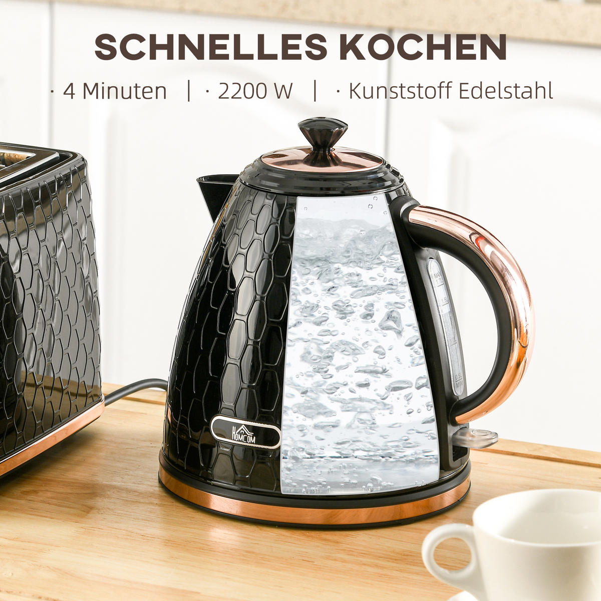 WASSERKOCHER,IN Schwarz,19.5/24.2/23.4 cm - Schwarz, Kunststoff (19.5/23.4/24.2cm)