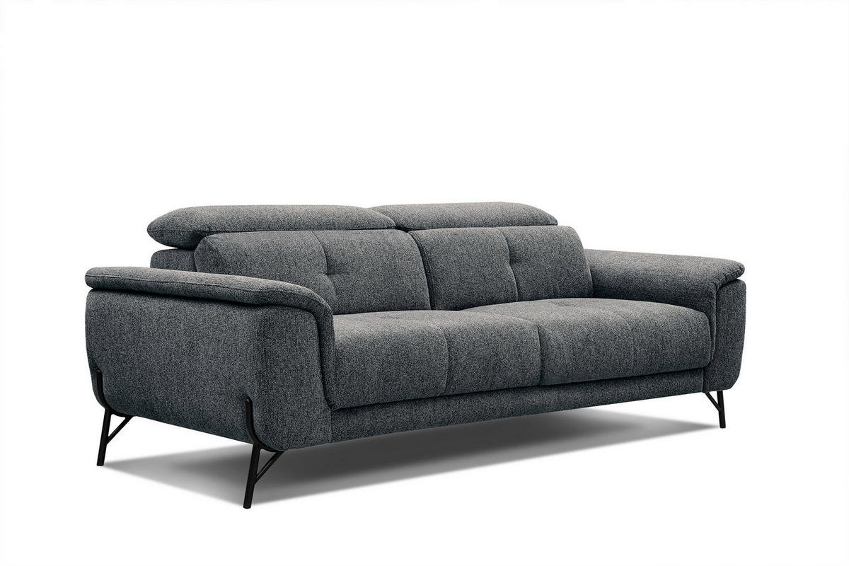 SOFA AVENA 3-Sitzer, dunkelgrau - Dunkelgrau, Holzwerkstoff/Textil (204/80/108cm) - Courtois Laville